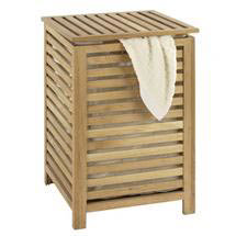 Wenko Norway Laundry Bin w/ Cotton Wash Bag - Walnut Wood - 18620100