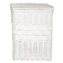 White Rectangular Wicker Laundry Basket with Cotten Liner - 1900947