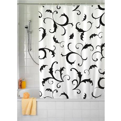 Wenko Bouquet Nero Polyester Shower Curtain - 180 x 200cm - 19227100
