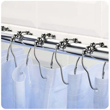 12 Chrome-Plated Easy Glide Shower Curtain Rings