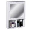 White Wood Wall Cabinet with 2 Compartments and Mirrored Door