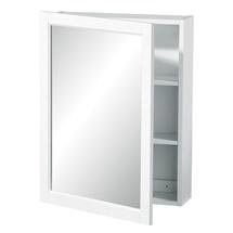 White Wood Mirrored Wall Cabinet with Two Inner Shelves - 2402059