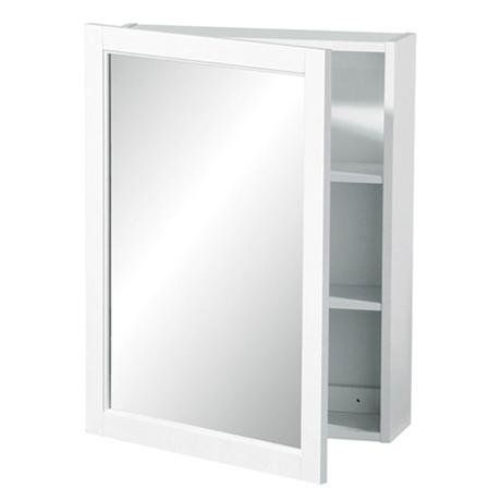 White Wood Mirrored Wall Cabinet with Two Inner Shelves - 2402059