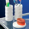 3 Piece White Ceramic Embossed Circles Bathroom Set
