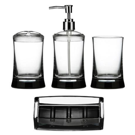4 Piece Clear Acrylic Bathroom Accessories Set