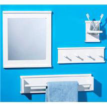 4 Piece White Wood Bathroom Set