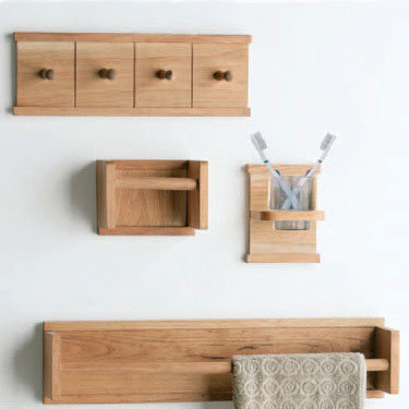4 Piece Walnut Wood Bathroom Set