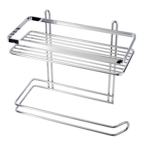 Satina Shelf with Paper Roll Holder - Chrome - 51190