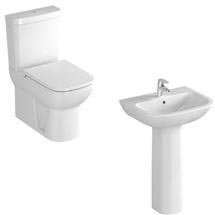 Vitra - S20 Model 4 Piece Suite - Closed Back CC Toilet & 60cm Basin - 1 or 2 Tap Holes