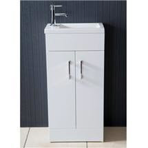 Kobe Cloakroom Floor Standing with Resin Basin W400 x D250mm - Gloss White