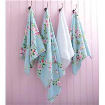 Catherine Lansfield - Canterbury Floral Print Towel - Duck Egg Blue - Various Size Options