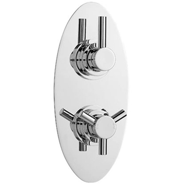 Aspect Concealed Thermostatic Twin Shower Valve with Oval Plate
