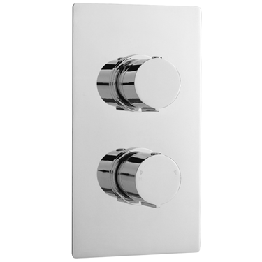 Ecco Thermostatic Twin Shower Valve with Built-in Diverter Square Plate