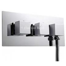Hudson Reed Kubix Twin Concealed Thermostatic Shower Valve w/ Built-In Outlet - A3063