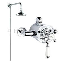 Hudson Reed Traditional Dual Exposed Thermostatic Shower Valve w/ Rigid Riser Kit