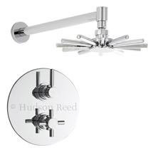 Hudson Reed Tec Twin Concealed Thermostatic Shower Valve w/ Cloudburst Fixed Head