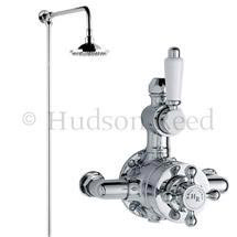 Hudson Reed Traditional Twin Shower Valve with Rigid Riser Kit - Chrome