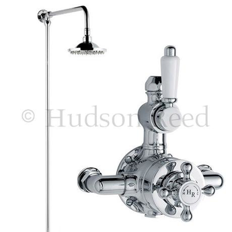 Hudson Reed Traditional Twin Shower Valve with Rigid Riser Kit - Chrome