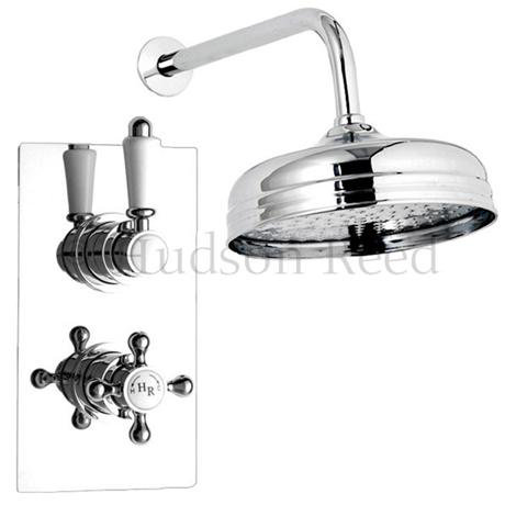 Hudson Reed Traditional Twin Concealed Thermostatic Shower Valve w/ 8" Fixed Head