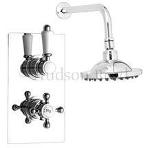 Hudson Reed Traditional Twin Concealed Thermostatic Shower Valve w/ 6" Fixed Head