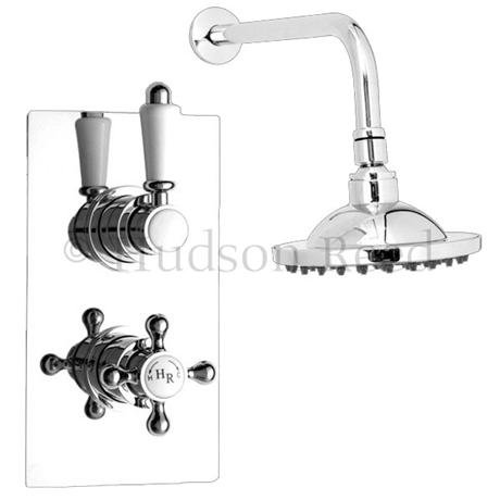 Hudson Reed Traditional Twin Concealed Thermostatic Shower Valve w/ 6" Fixed Head