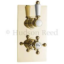 Hudson Reed Traditional Twin Concealed Thermostatic Shower Valve - Antique Gold