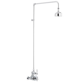 Traditional Twin Exposed Shower Valve & Rigid Riser Kit w/ 4" Apron Fixed Shower