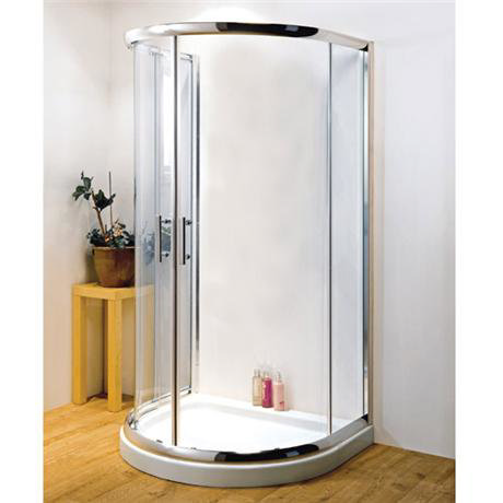 Pacific D-Shape Quadrant Shower Enclosure w/ Shower Tray, Waste & Easy Pumb Leg Set 