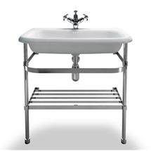 Clearwater - Large Traditional Roll Top Basin with Stainless Steel Stand - W750 x D470mm