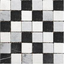 BCT Tiles - Buxton Marble Black/White Mosaic Tile Sheet - 302x302mm - BCT10357