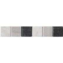 British Ceramic Tile - Buxton Marble Black/White Strip - 302x48mm - BCT10814