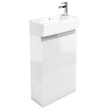 Britton Bathrooms - Narrow cloakroom floor mounted unit with Basin - White