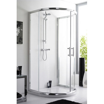  Pacific D-Shape Quadrant Shower Enclosure w/ Shower Tray, Waste & Easy Pumb Leg Set 