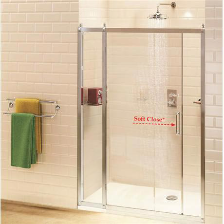 Burlington Traditional Soft Close Recessed Sliding Shower Door with Inline Panel