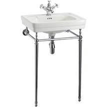 Burlington Contemporary Medium Basin and Chrome Wash Stand - Various Tap Hole Options