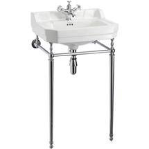 Burlington Edwardian Medium Basin and Chrome Wash Stand - Various Tap Hole Options