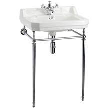 Burlington Edwardian Large Basin and Chrome Wash Stand - Various Tap Hole Options