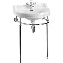Burlington Edwardian Round Large Basin and Chrome Wash Stand - Various Tap Hole Options