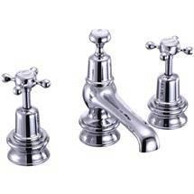 Burlington Claremont Regent - Chrome 3 Tap Hole Basin Mixer with Pop Up - CLR12
