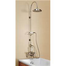Burlington Claremont Wall Mounted Bath Shower Mixer w/ Riser, Curved Arm, 9" Rose, Diverter, & Cradl