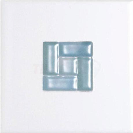 British Ceramic Tile - Mosaic Aqua Insert Wall Tile - 148x148mm - Gloss - CAN34075 