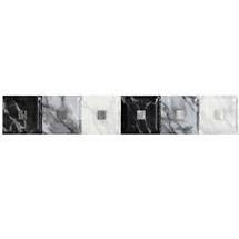 British Ceramic Tile - Carrara Rhodes White/Grey Strip - 248x40mm - Gloss - CAN40243