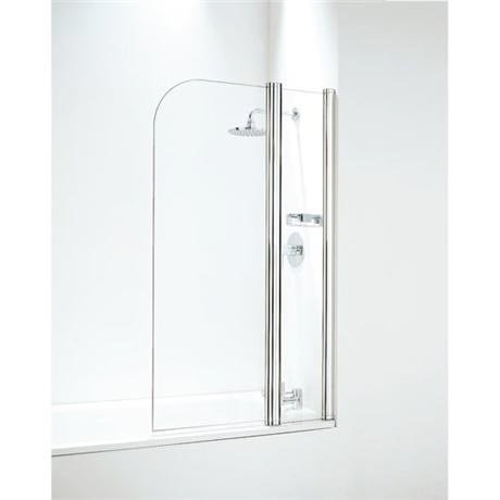 Coram - Compact Curved Bathscreen with Side Panel - 800mm - 2 Colour Options