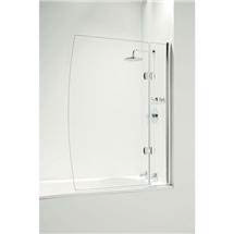 Coram - Hinged D Bathscreen with Side Panel -Chrome - 2 Size Options