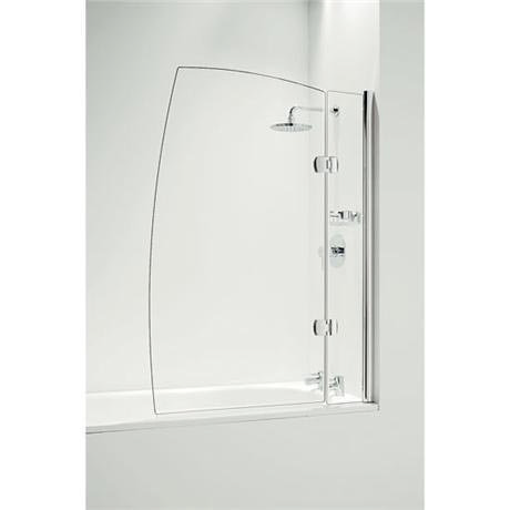 Coram - Hinged Sail Bathscreen with Side Panel -Chrome - 2 Size Options