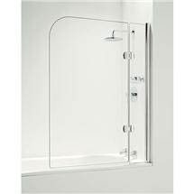 Coram - Hinged Curved Bathscreen with Side Panel -Chrome - 2 Size Options