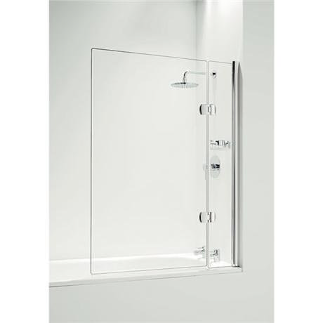 Coram - Hinged Square Bathscreen with Side Panel -Chrome - 2 Size Options