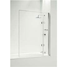 Coram - Hinged Square Bathscreen with Side Panel -Chrome - 2 Size Options