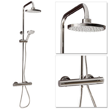 Cruze Round Thermostatic Bar Shower Valve & Riser Kit - Chrome