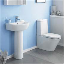 Solace 4 Piece Bathroom Suite - CC Toilet & 1TH Basin with Pedestal - 2 x Basin Size Options